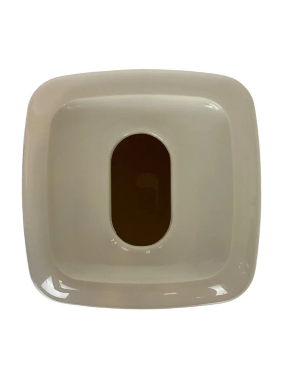 Vintage Square Ivory Tissue Box Holder 22 kt Gold Trim Molded Plastic Bath Decor